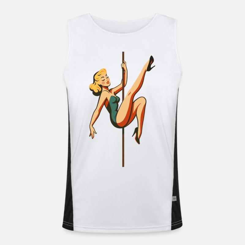 Pole Dance Poledancerin blond Retro 50er Geschenk Funktionelles Kontrast-Tank Top für Männer 