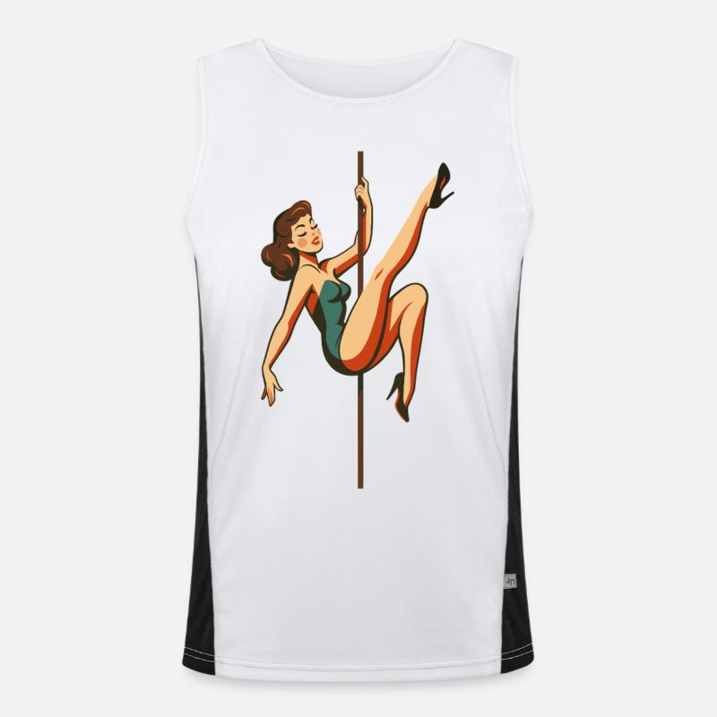 Pole dance Pole Dancer Brunette Retro 50s Cadeau Débardeur respirant contrasté Homme 