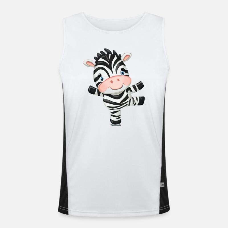 Tanzendes Zebra auf Eis - Eisläufer Design Funktionelles Kontrast-Tank Top für Männer 
