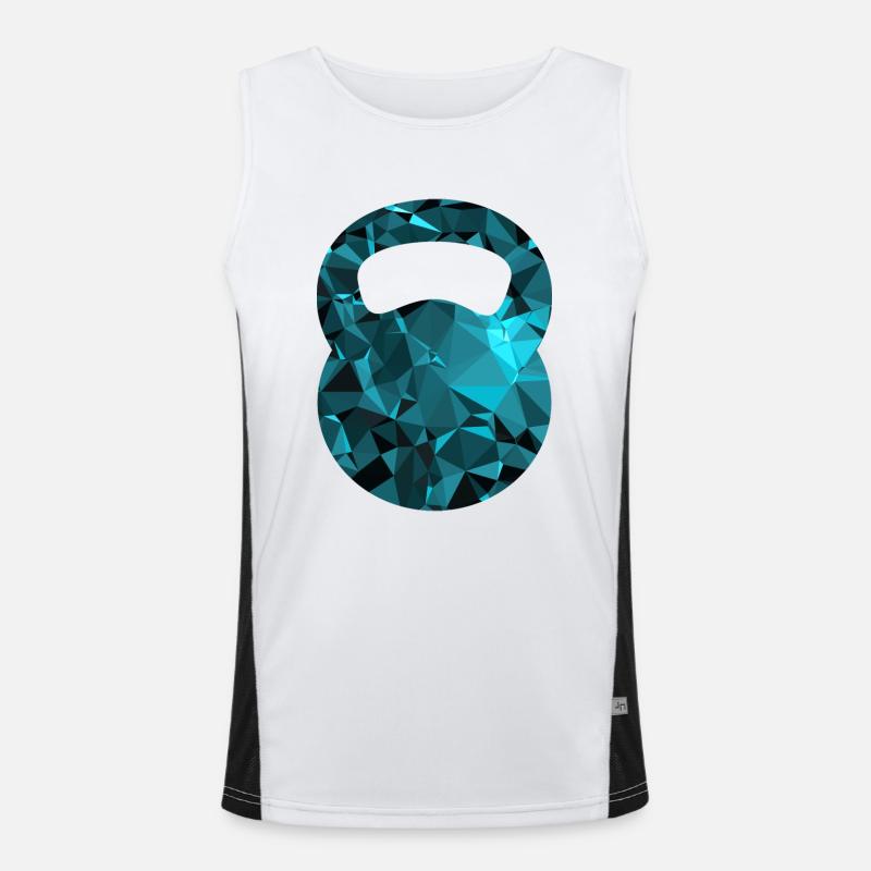 Kettlebell (Low Poly) - Men's Functional Contrast Tank Top  - white/black