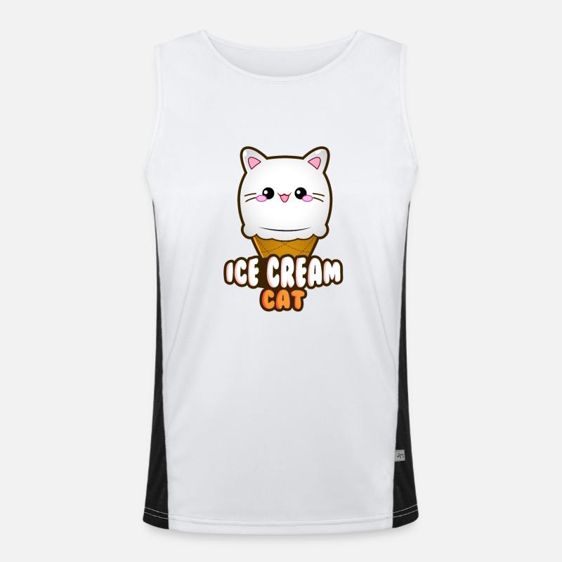 Ice Cream Cat Eiscreme Eis Katze Vanille Eiskugel Funktionelles Kontrast-Tank Top für Männer 