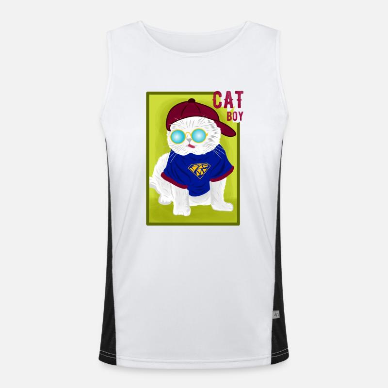 Katze Funktionelles Kontrast-Tank Top für Männer 