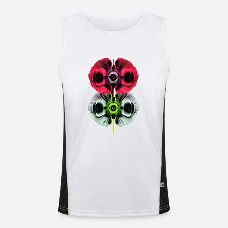 Psychedelische Mohnblüten Funktionelles Kontrast-Tank Top für Männer 