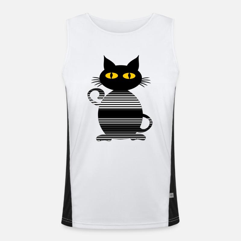Cat - Men's Functional Contrast Tank Top  - white/black