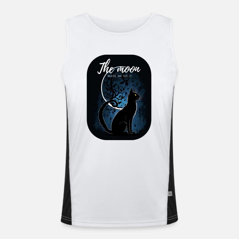 Black cat with the moon Men's Functional Contrast Tank Top 