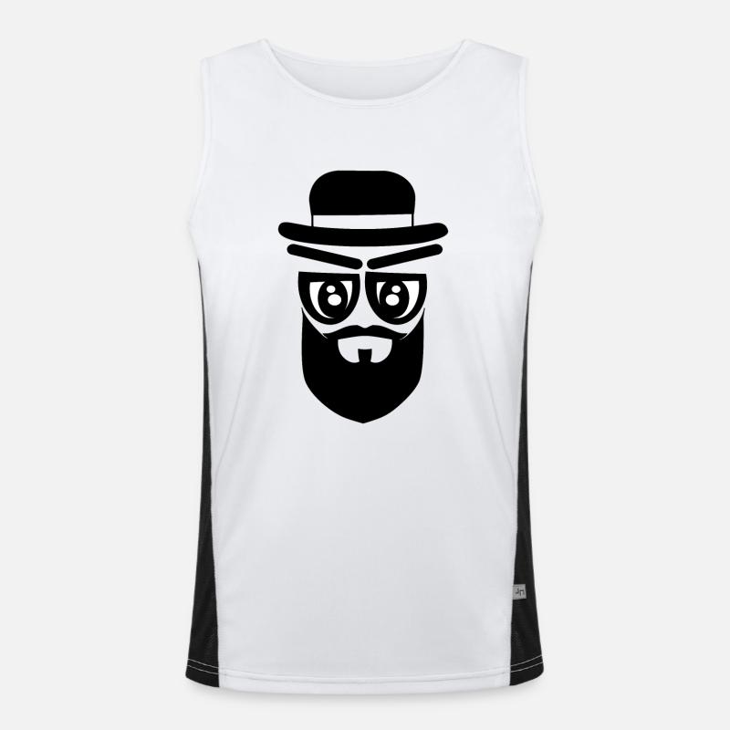 face with hat and beard - Men's Functional Contrast Tank Top  - white/black