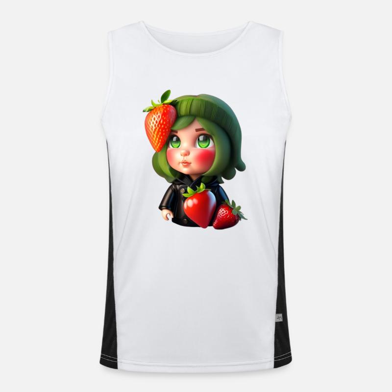 Puppe mit Erdbeeren Funktionelles Kontrast-Tank Top für Männer 