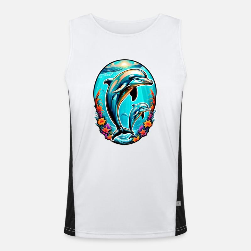 Delfin & Ozean Funktionelles Kontrast-Tank Top für Männer 