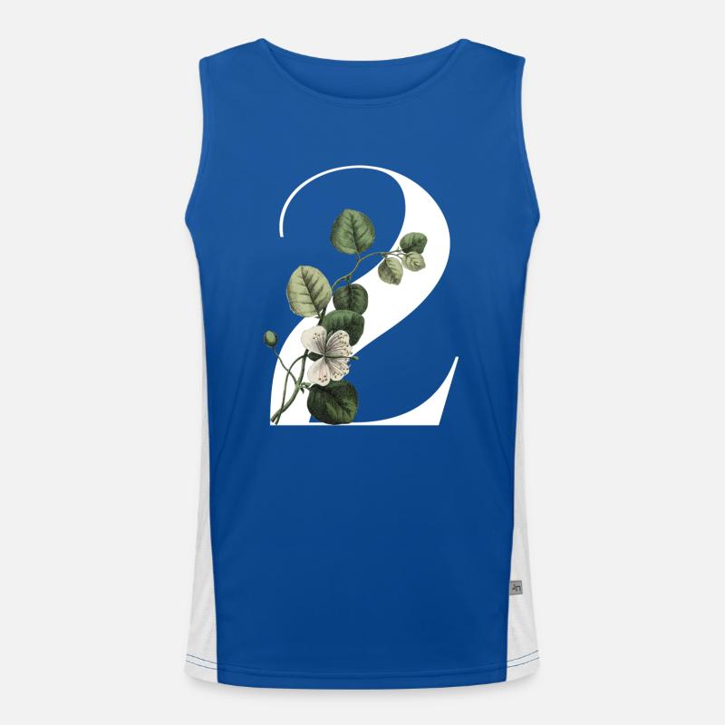 Nummer 2 Blumengrün - 2. Blumengeburtstag Funktionelles Kontrast-Tank Top für Männer 