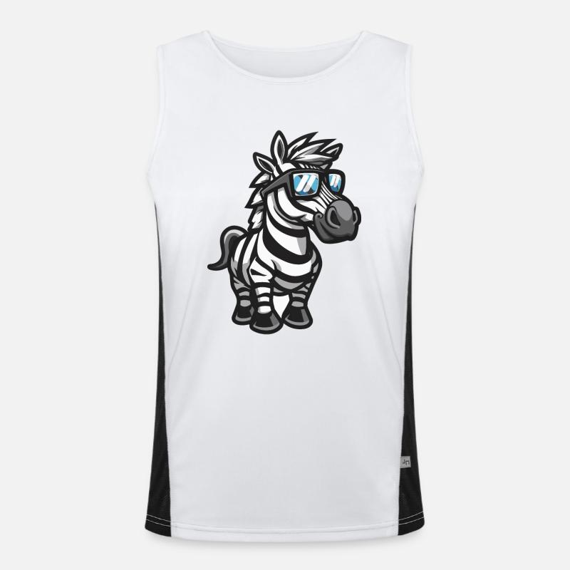 Zebra Comic Cool - Men's Functional Contrast Tank Top  - white/black