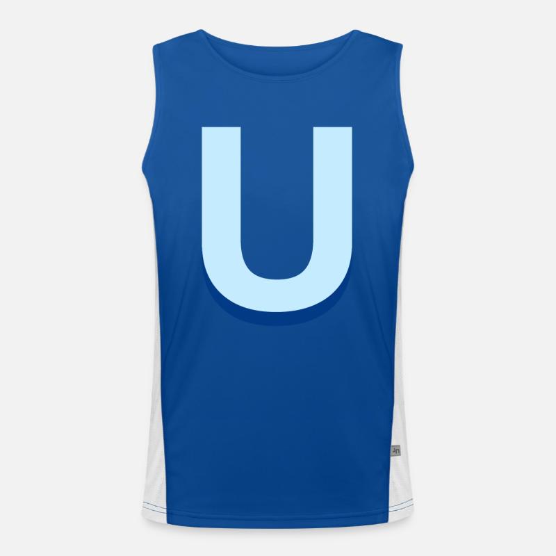 Pop und moderner blauer U-Buchstabe Funktionelles Kontrast-Tank Top für Männer 