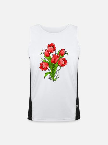 Blumen - Funktionelles Kontrast-Tank Top für Männer - Weiß/Schwarz