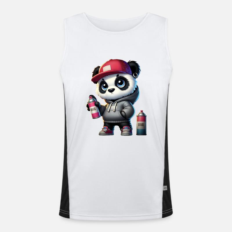 Panda Graffiti Funktionelles Kontrast-Tank Top für Männer 