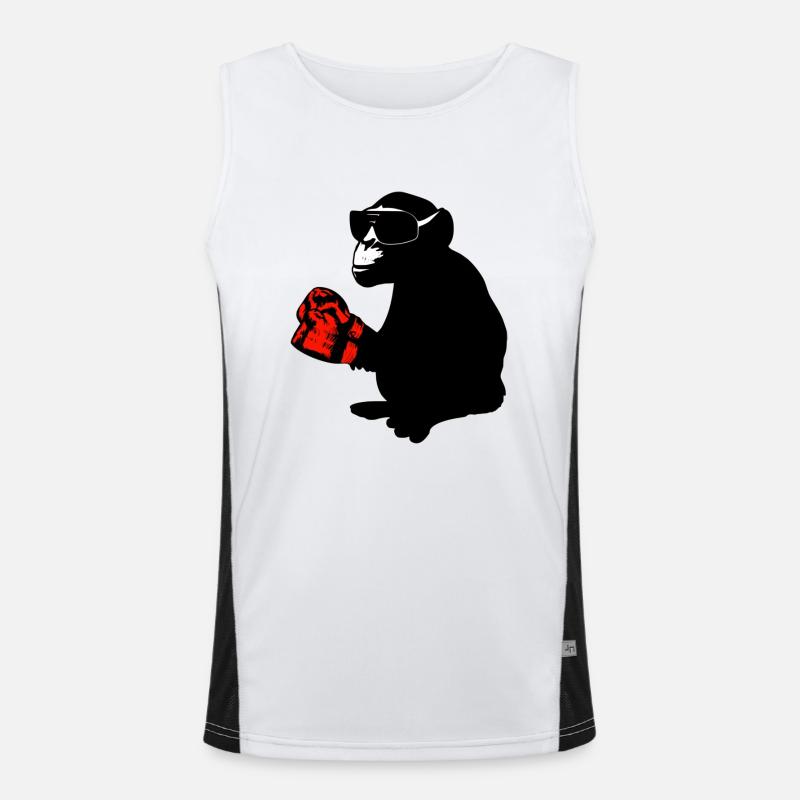 boxer monkey - Men's Functional Contrast Tank Top  - white/black