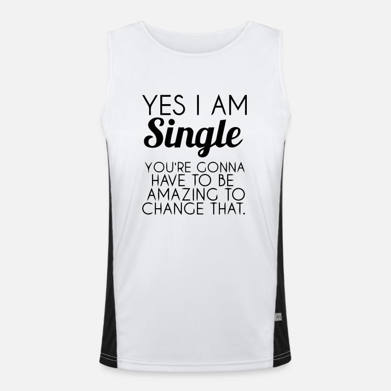 JA ICH BIN SINGLE Funktionelles Kontrast-Tank Top für Männer 