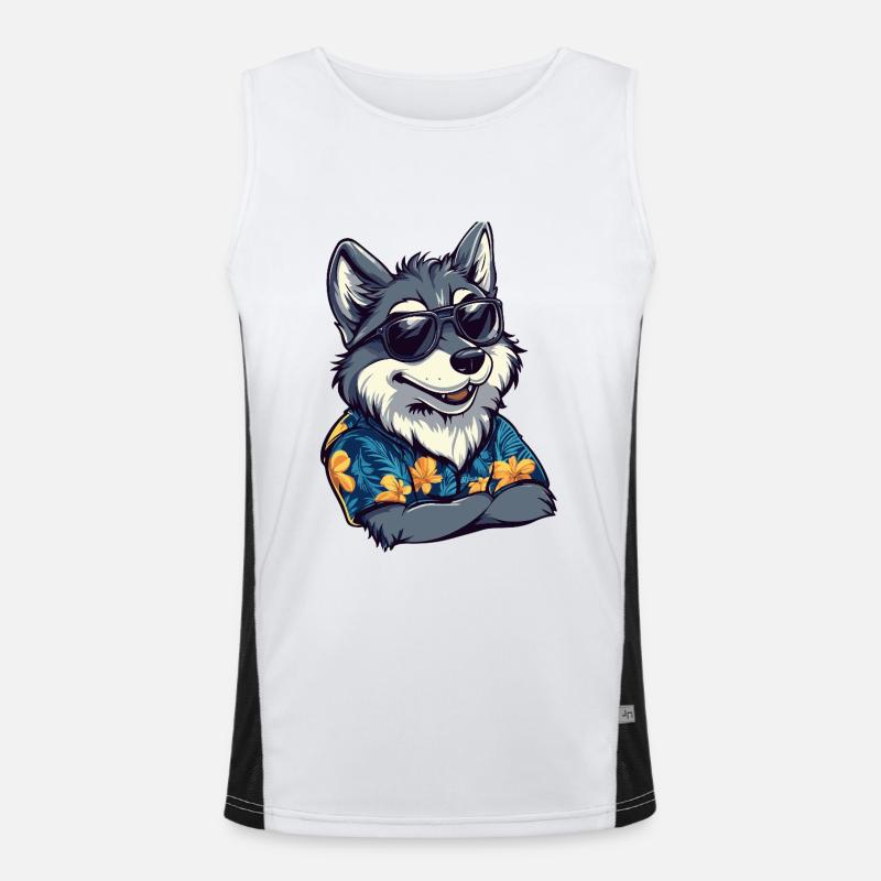 Wolf Comic Lustig Sommer Funktionelles Kontrast-Tank Top für Männer 