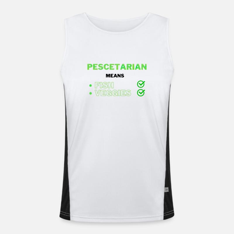 Pescetarian means Fish and Veggies Bedeutung Funktionelles Kontrast-Tank Top für Männer 