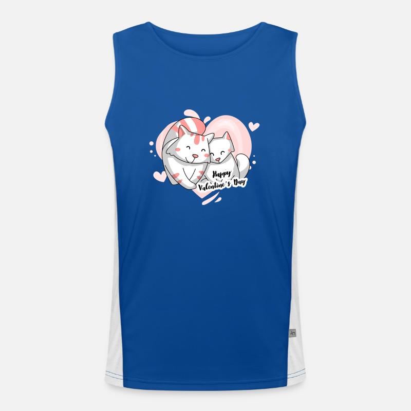 Valentine's Day motif cats Men's Functional Contrast Tank Top 