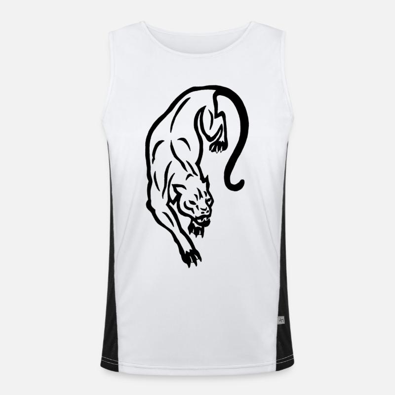 Schwarze Panther-Silhouette Funktionelles Kontrast-Tank Top für Männer 
