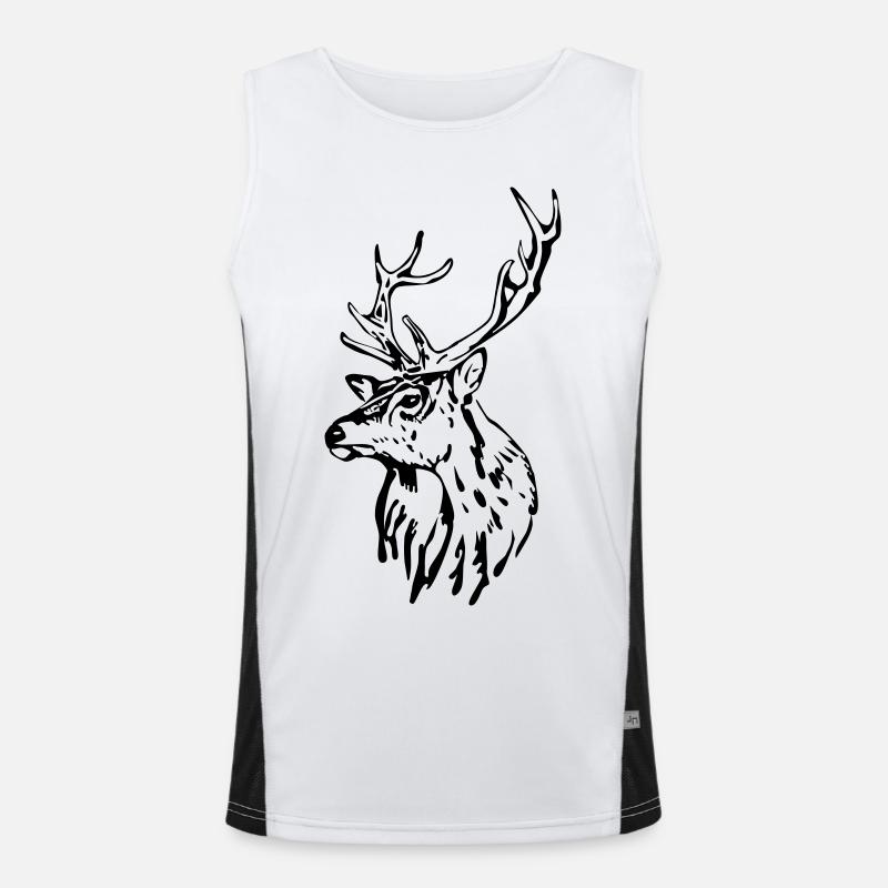 Hirschkopf [Schwarz] Funktionelles Kontrast-Tank Top für Männer 