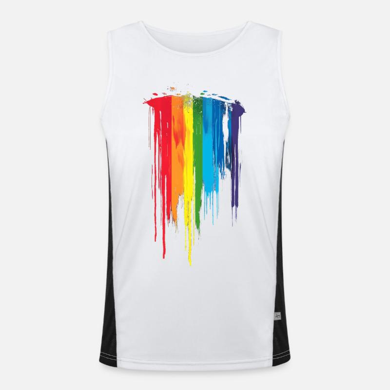 Subtle and Cool Dripping Pride Flag Rainbow Design Men's Functional Contrast Tank Top 