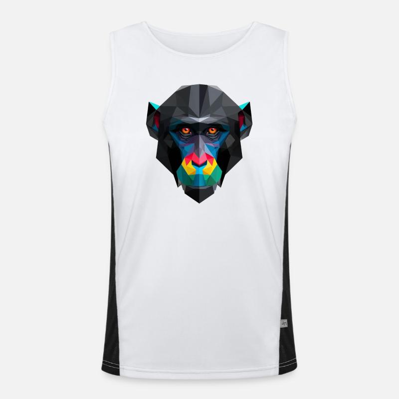 Portrait de singe en couleur low-poly Débardeur respirant contrasté Homme 