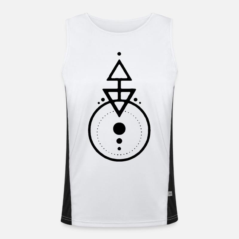 Schwarzes geometrisches Design Funktionelles Kontrast-Tank Top für Männer 
