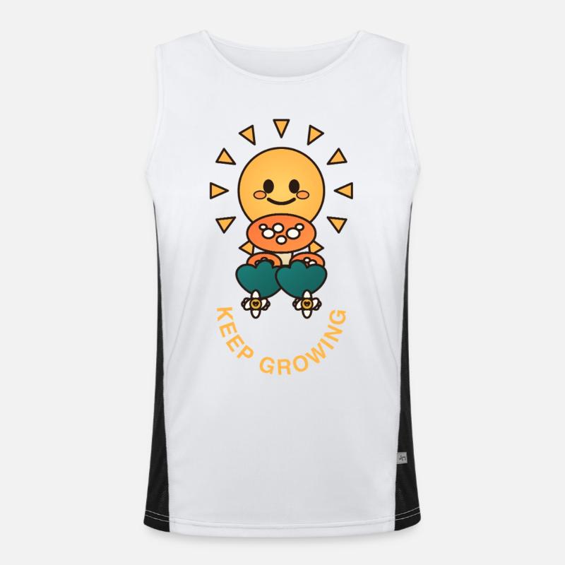 KEEP GROWING – Retro Sun & Mushroom Aesthetic Shirt Men's Functional Contrast Tank Top 