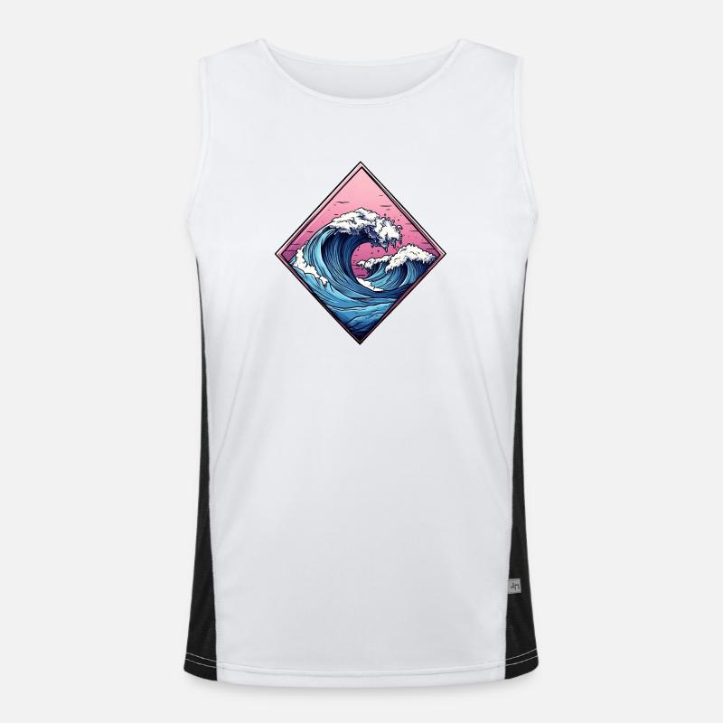 wave logo, diamond shape, ocean design Men's Functional Contrast Tank Top 