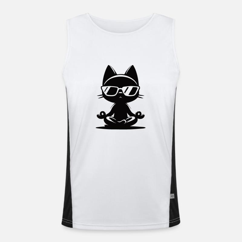 Conception de chats de yoga cool Débardeur respirant contrasté Homme 