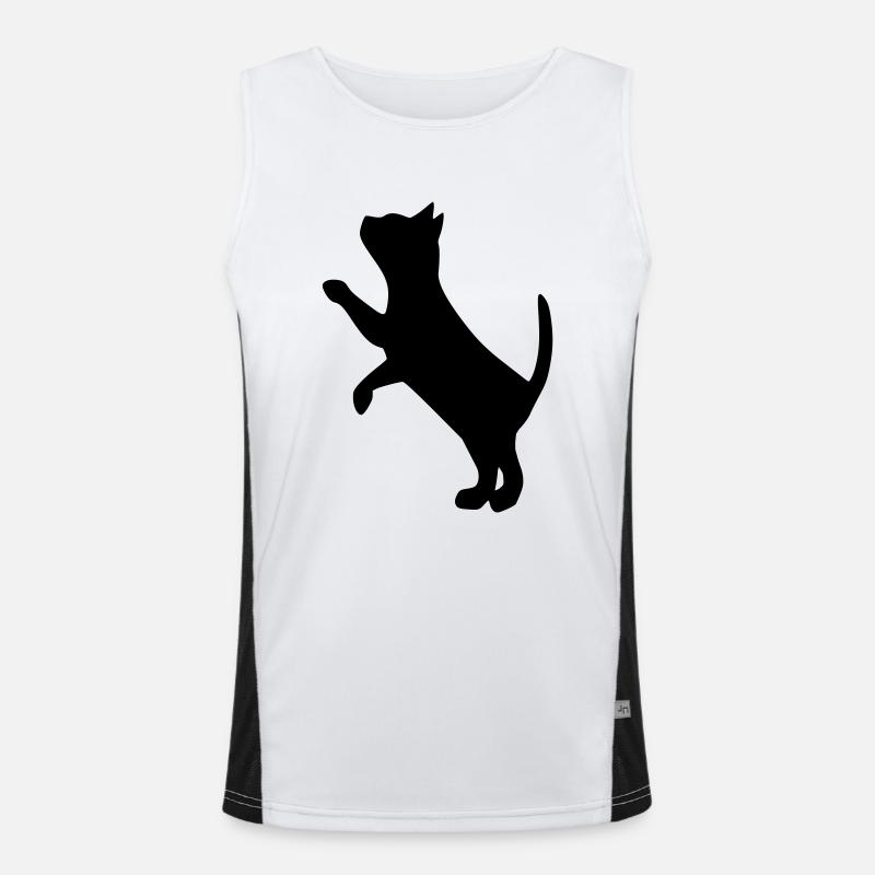 cat2 - Men's Functional Contrast Tank Top  - white/black