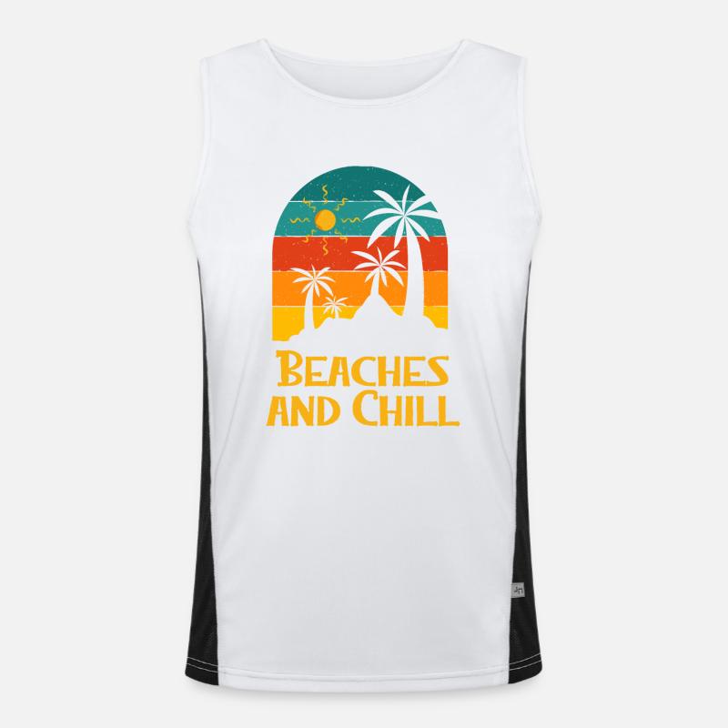 Beaches and Chill Summer Trip Vacation Tropical Funktionelles Kontrast-Tank Top für Männer 