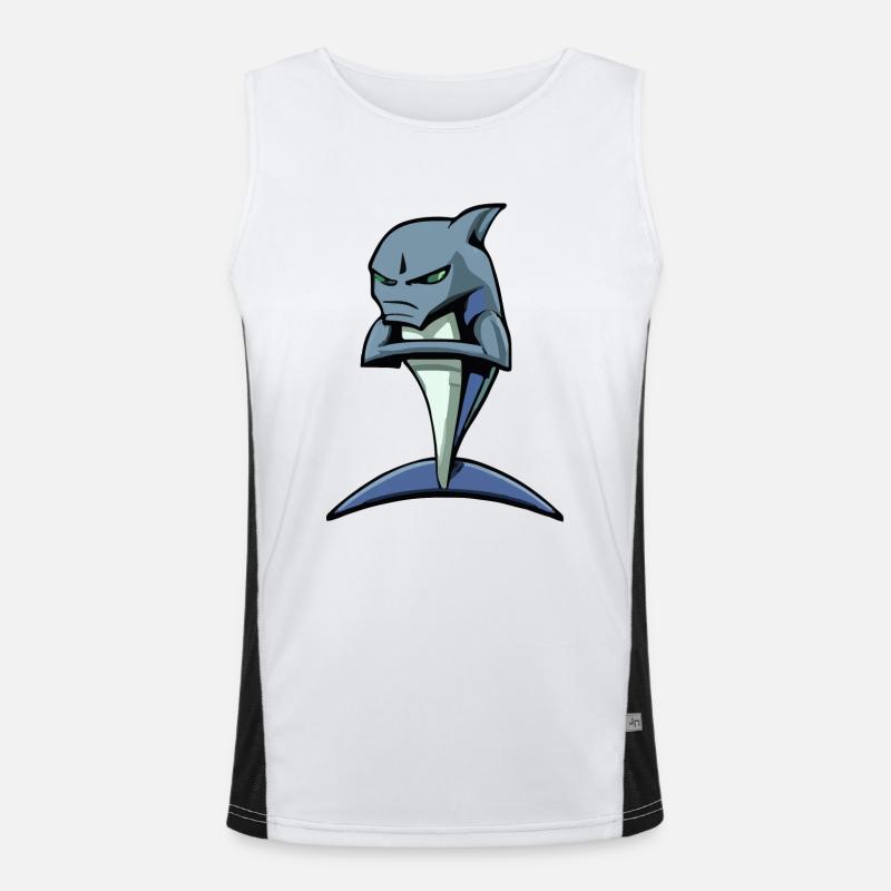 Exi the grumpy shark Men's Functional Contrast Tank Top 