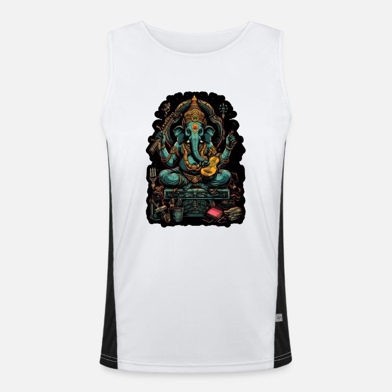 Neon - Ganesha - Elephant God - Instruments - pos Funktionelles Kontrast-Tank Top für Männer 