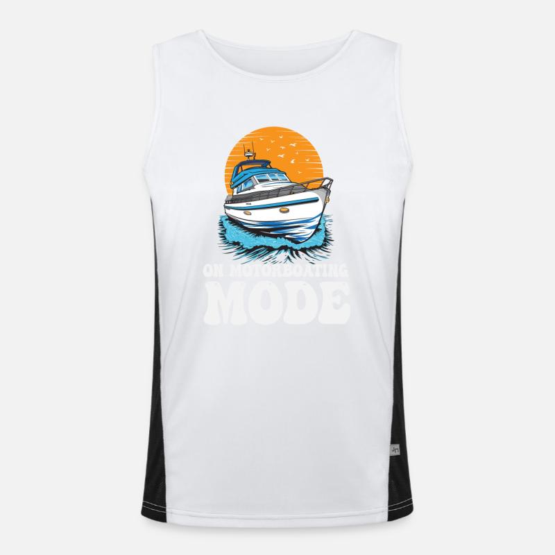 On Motorboating Mode Pontoon Captain Lake Life Men's Functional Contrast Tank Top 