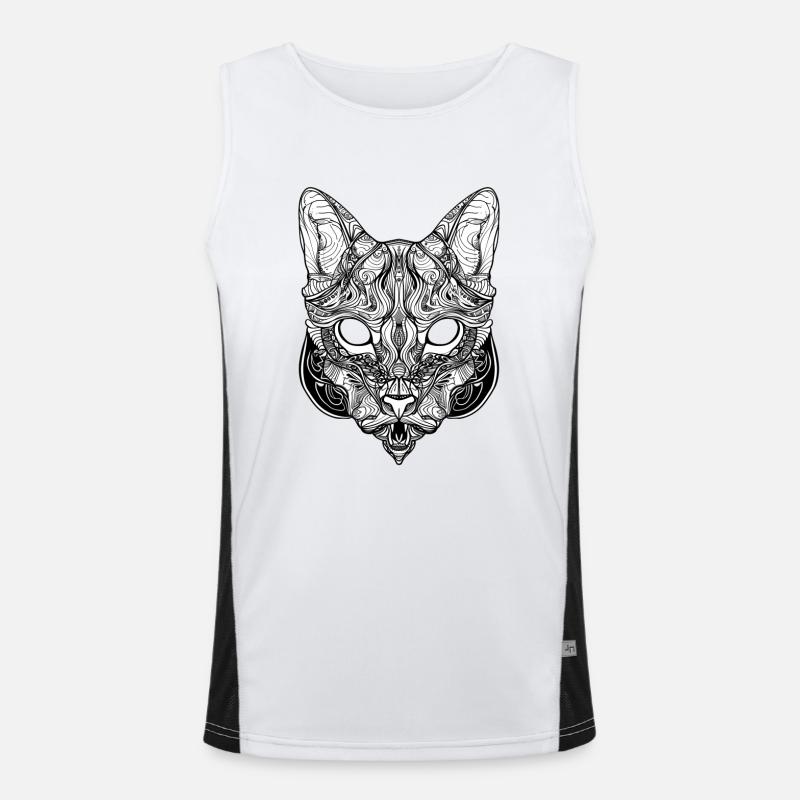 Mandala cat print Men's Functional Contrast Tank Top 