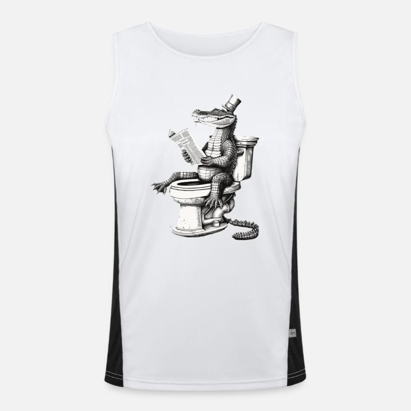 Reading crocodile dandy in black and white Men's Functional Contrast Tank Top 