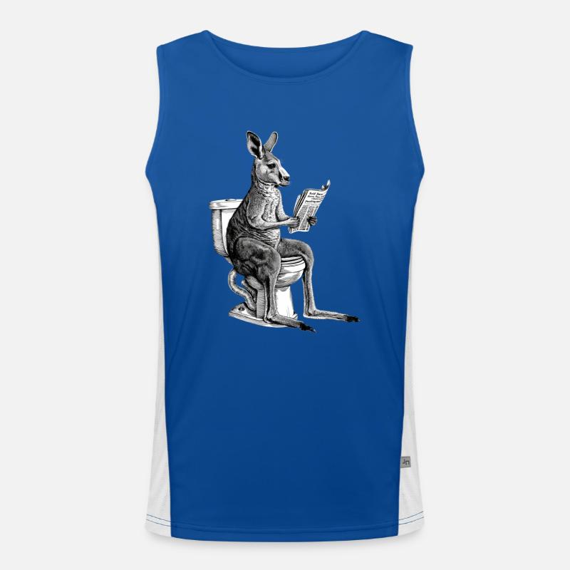 Kangaroo reading the newspaper Men's Functional Contrast Tank Top 