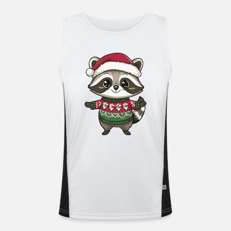 Waschbär Weihnachten Funktionelles Kontrast-Tank Top für Männer 