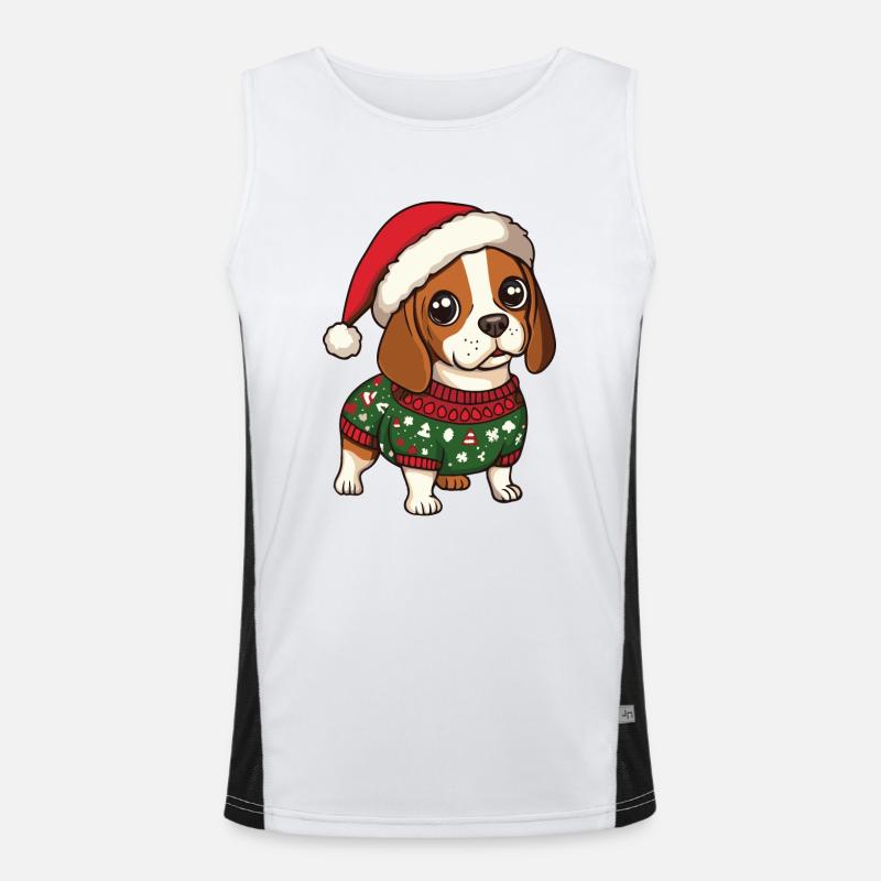 Beagle Hund Weihnachten Funktionelles Kontrast-Tank Top für Männer 
