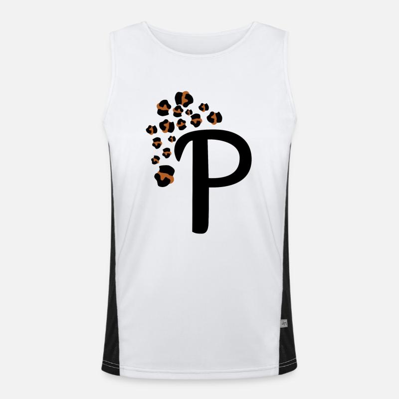 Buchstabe p Leopardenmuster Funktionelles Kontrast-Tank Top für Männer 