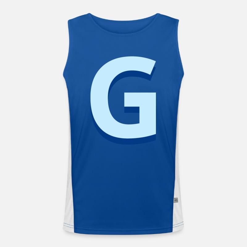 Pop und moderner blauer Buchstabe g Funktionelles Kontrast-Tank Top für Männer 