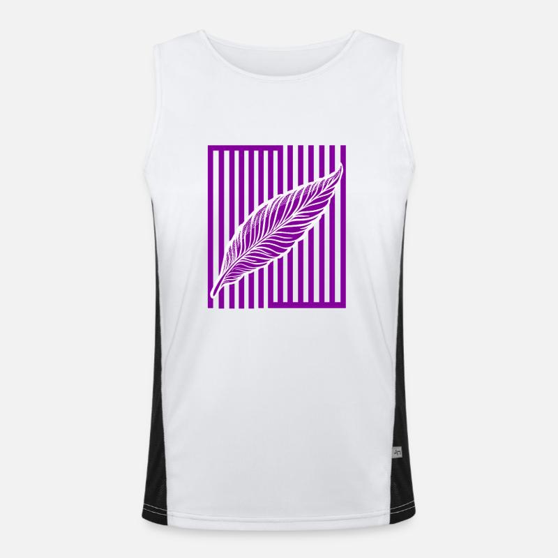 Feather on vertical bar - Men's Functional Contrast Tank Top  - white/black