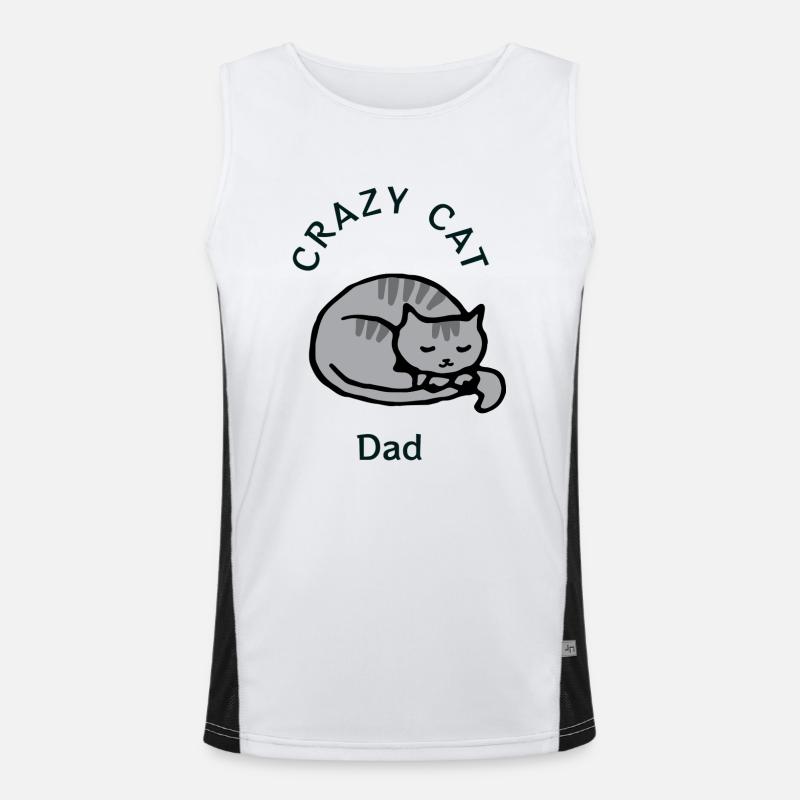 Crazy Cat Dad Funktionelles Kontrast-Tank Top für Männer 