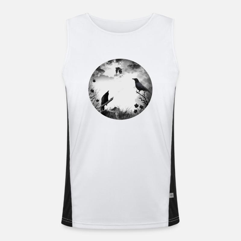 Gothic, crows, ravens - Men's Functional Contrast Tank Top  - white/black