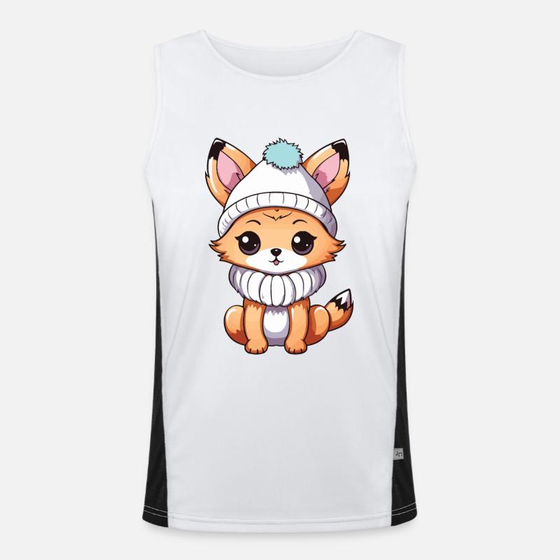 Fox Cute Winter Comic Hat Men's Functional Contrast Tank Top 