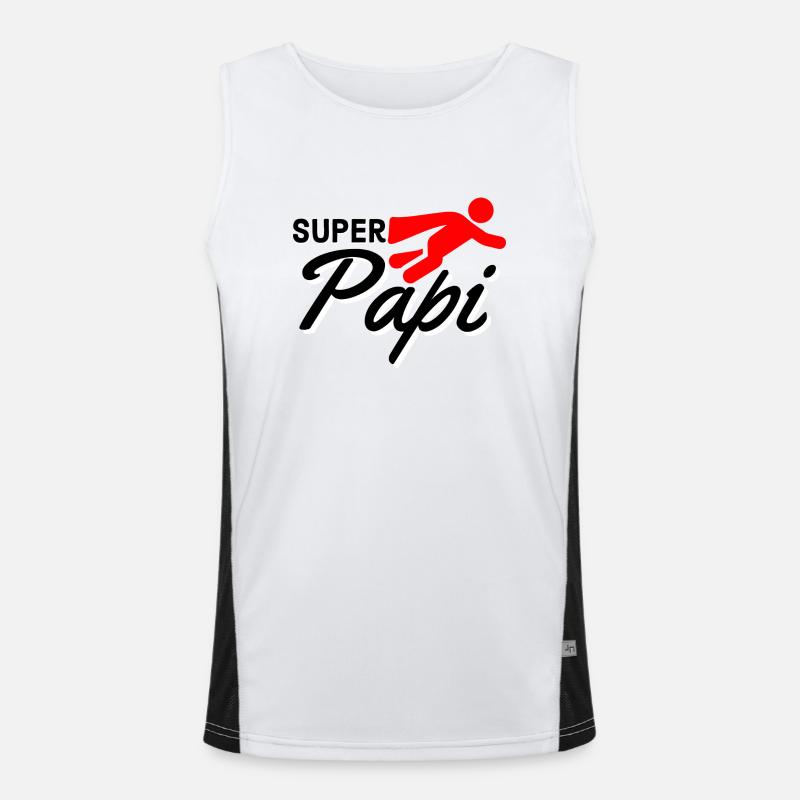 Super Papi Text mit Figur flieger rot Geschenkidee Funktionelles Kontrast-Tank Top für Männer 