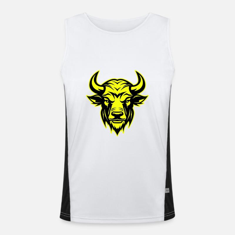 Bulle Kopf Porträt Tier Taurus Symbol Funktionelles Kontrast-Tank Top für Männer 