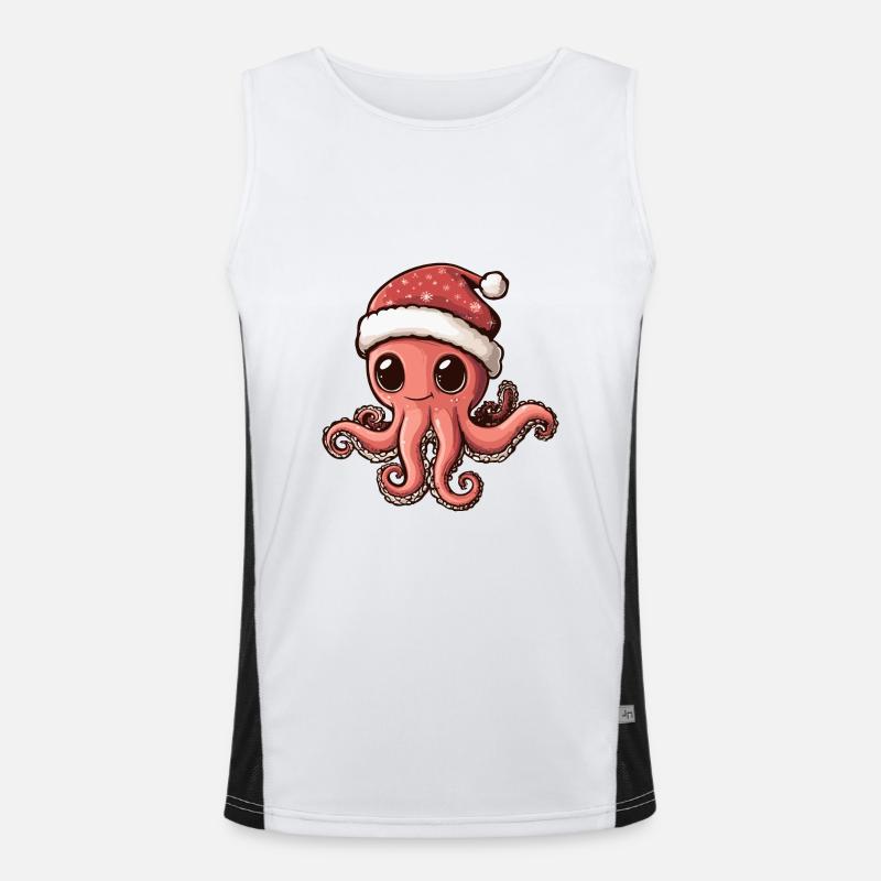 Octopus Christmas Comic Men's Functional Contrast Tank Top 