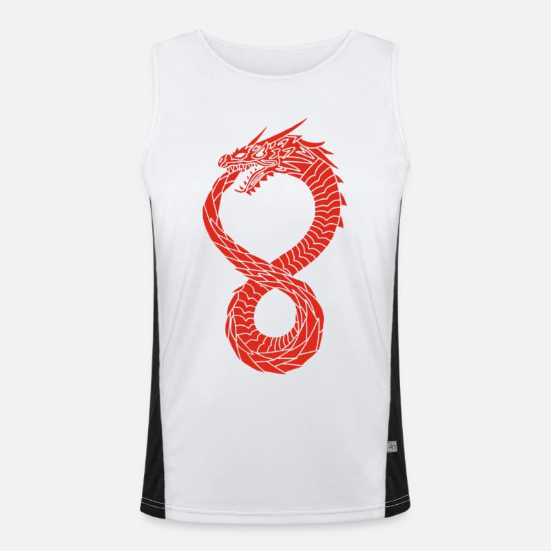 Roter unendlicher Drache Funktionelles Kontrast-Tank Top für Männer 